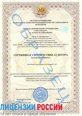 Образец сертификата соответствия аудитора №ST.RU.EXP.00006191-3 Барнаул Сертификат ISO 50001